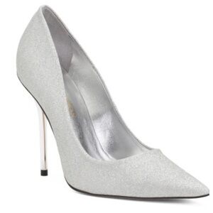Good American Shimmering Silver Heels